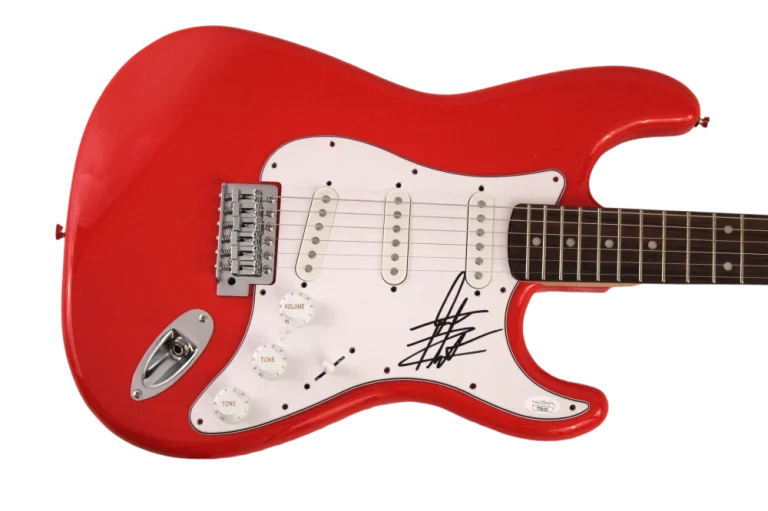 THOMAS RHETT SIGNED AUTOGRAPH RED FENDER ELECTRIC GUITAR W/ FULL SIGNATURE JSA