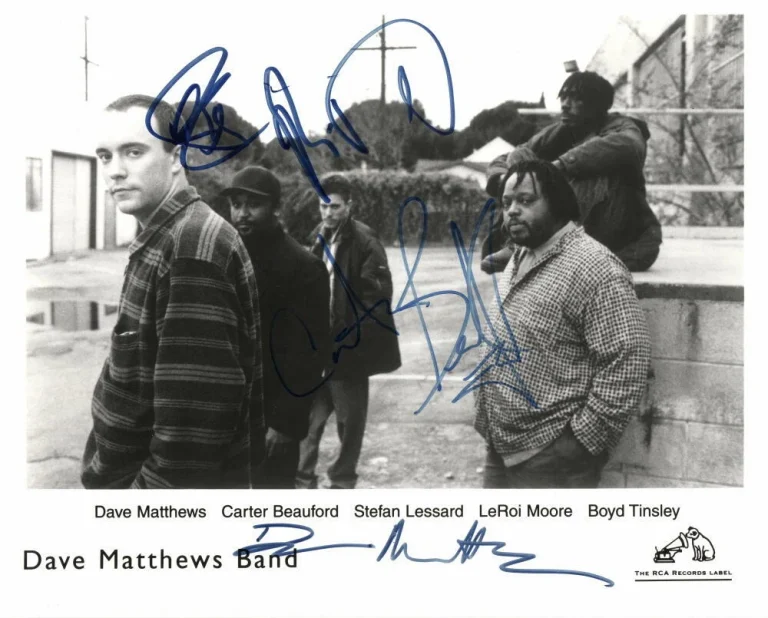 DAVE MATTHEWS BAND (x4) SIGNED AUTOGRAPH 8x10 PHOTO - VERY RARE CRASH w/ JSA LOA