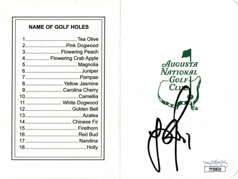 JUSTIN ROSE SIGNED AUTOGRAPH AUGUSTA NATIONAL MASTERS SCORECARD - RARE W/ JSA