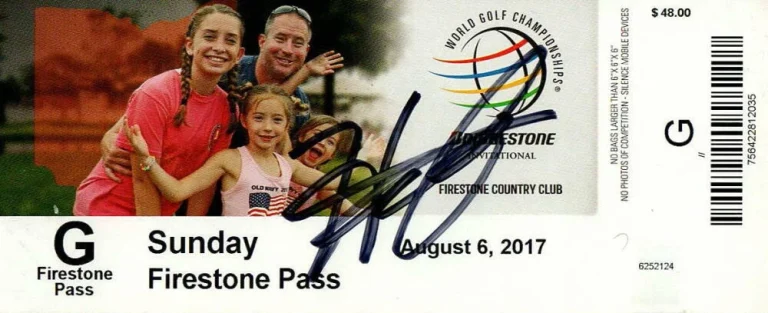 HIDEKI MATSUYAMA SIGNED AUTOGRAPH 2017 BRIDGESTONE SUNDAY TICKET MASTERS w/ JSA