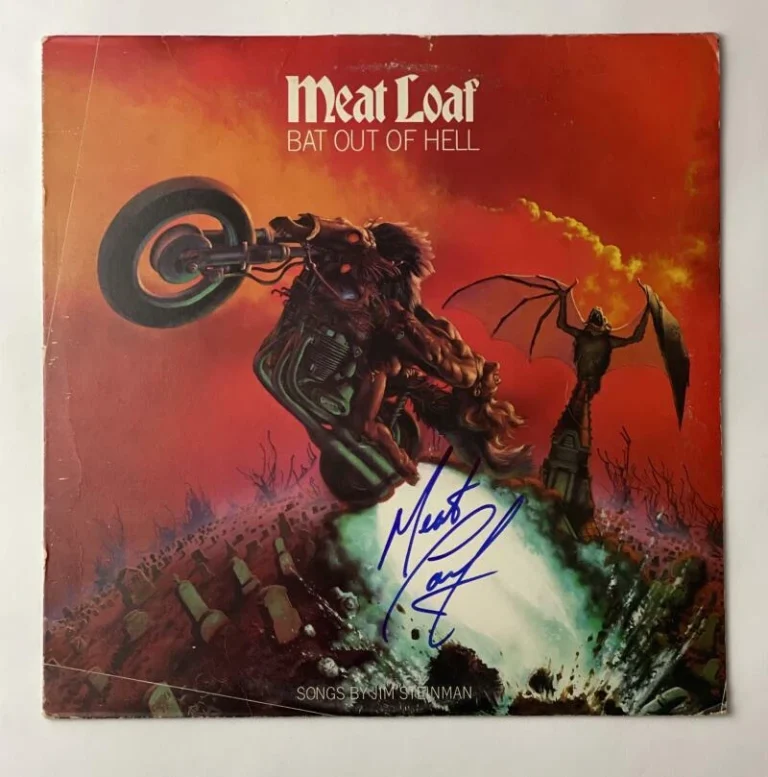MEAT LOAF SIGNED AUTOGRAPH ALBUM VINYL RECORD - BAT OUT OF HELL, FIGHT CLUB  JSA