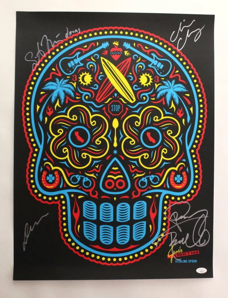 JANE'S ADDICTION x4 SIGNED AUTOGRAPH 18X24 CONCERT TOUR POSTER DAVE NAVARRO JSA