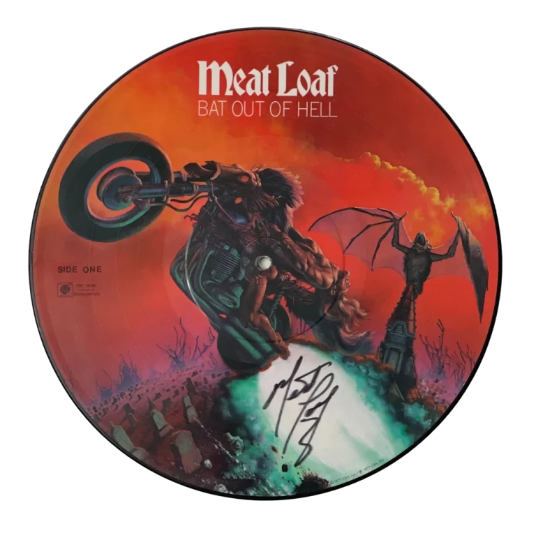 MEAT LOAF SIGNED AUTOGRAPH BAT OUT OF HELL PICTURE DISC ALBUM VINYL RECORD - JSA