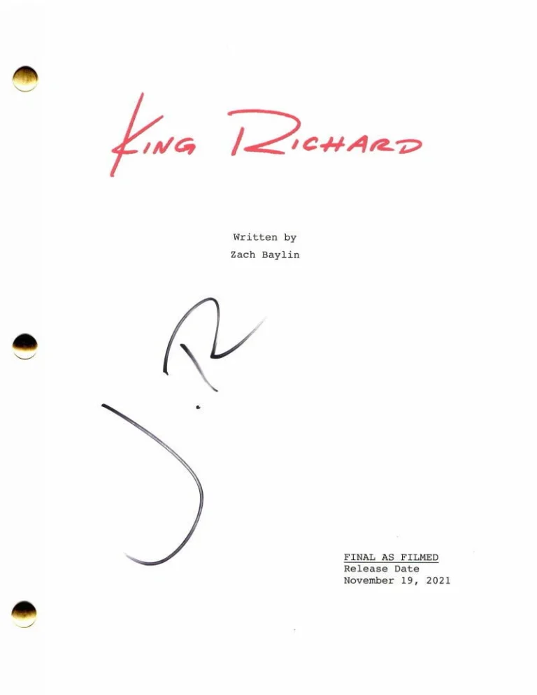 JON BERNTHAL SIGNED AUTOGRAPH KING RICHARD FULL MOVIE SCRIPT STARRING WILL SMITH