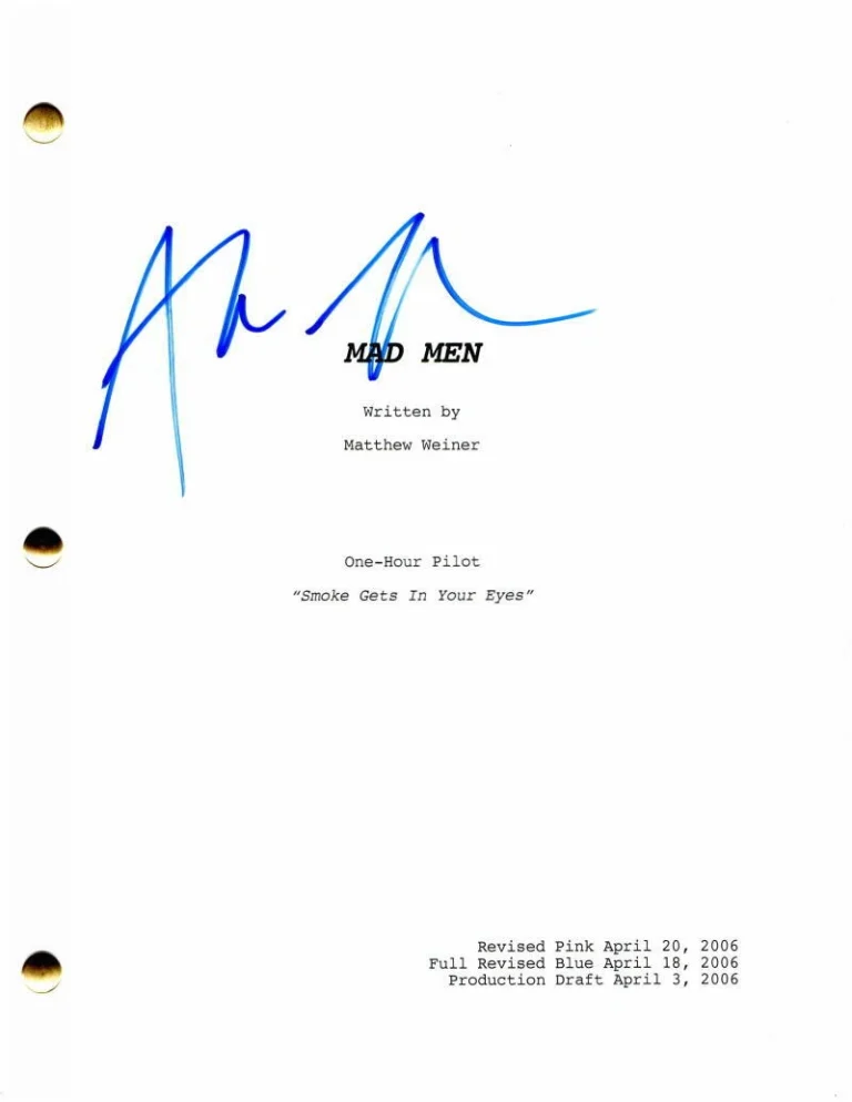 ALAN TAYLOR SIGNED AUTOGRAPH MAD MEN FULL PILOT SCRIPT - STARRING JON HAMM