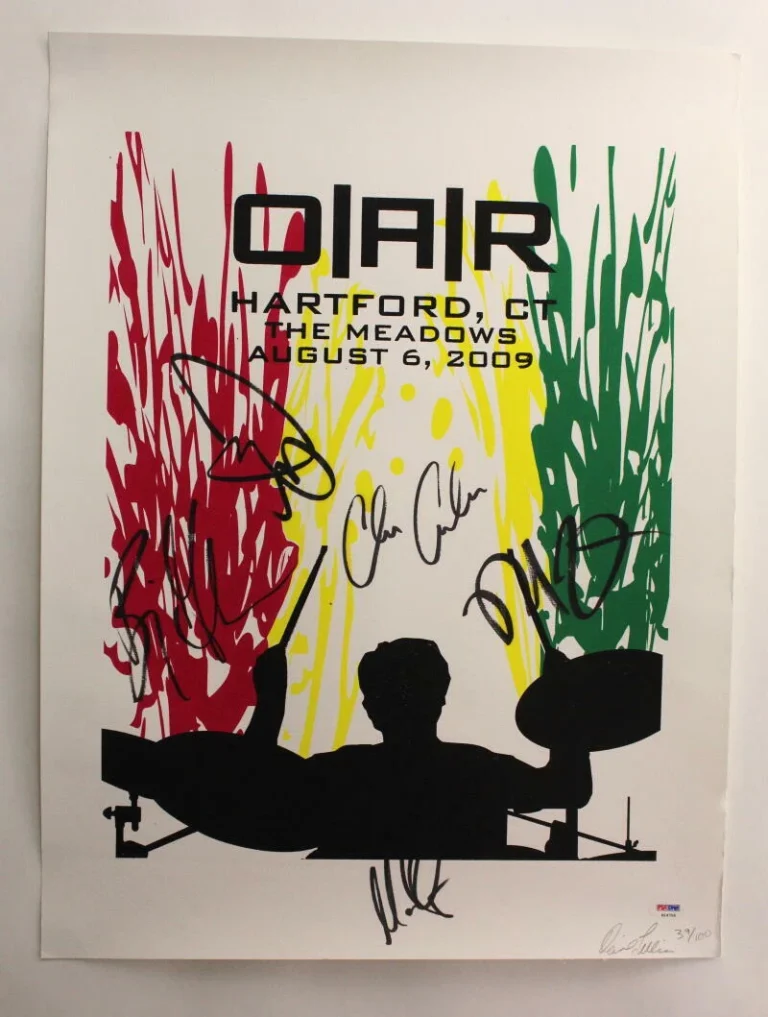 O.A.R. OAR BAND SIGNED AUTOGRAPH 18X24 CONCERT TOUR POSTER HARTFORD 8/6/09 PSA
