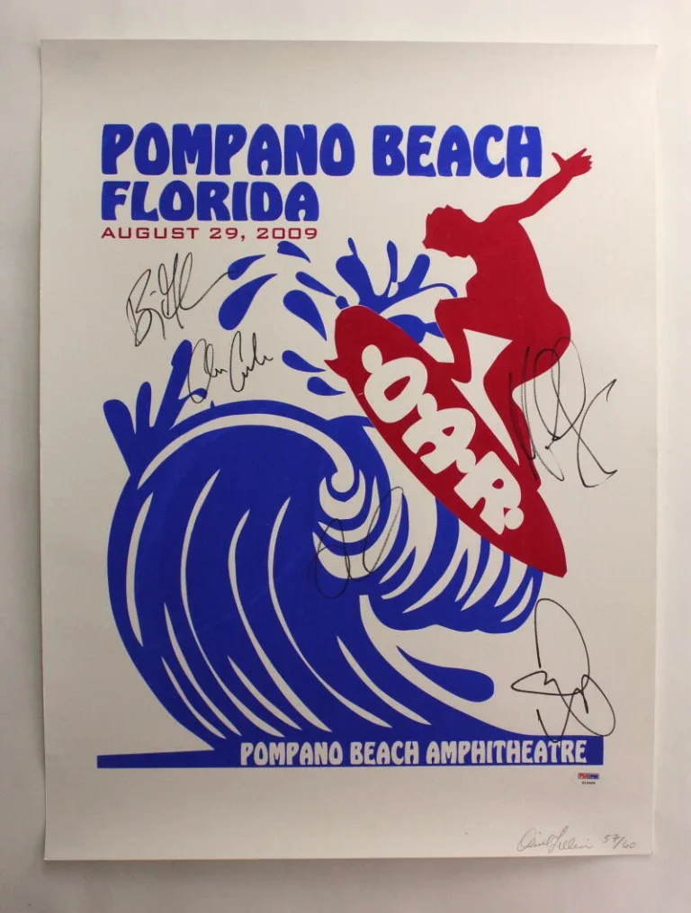 O.A.R. OAR BAND SIGNED AUTOGRAPH 18X24 CONCERT TOUR POSTER POMPANO BEACH '09 PSA