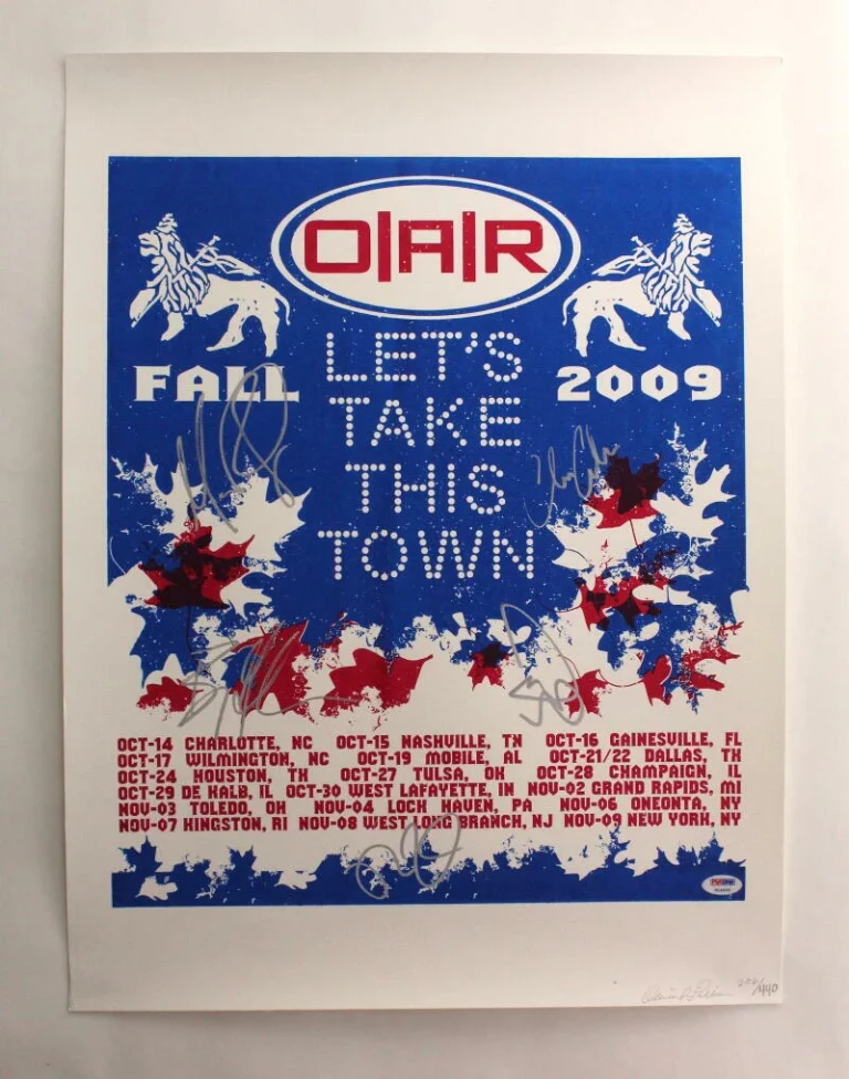 O.A.R. OAR BAND SIGNED AUTOGRAPH 18X24 CONCERT TOUR POSTER FALL 2009 W/ PSA