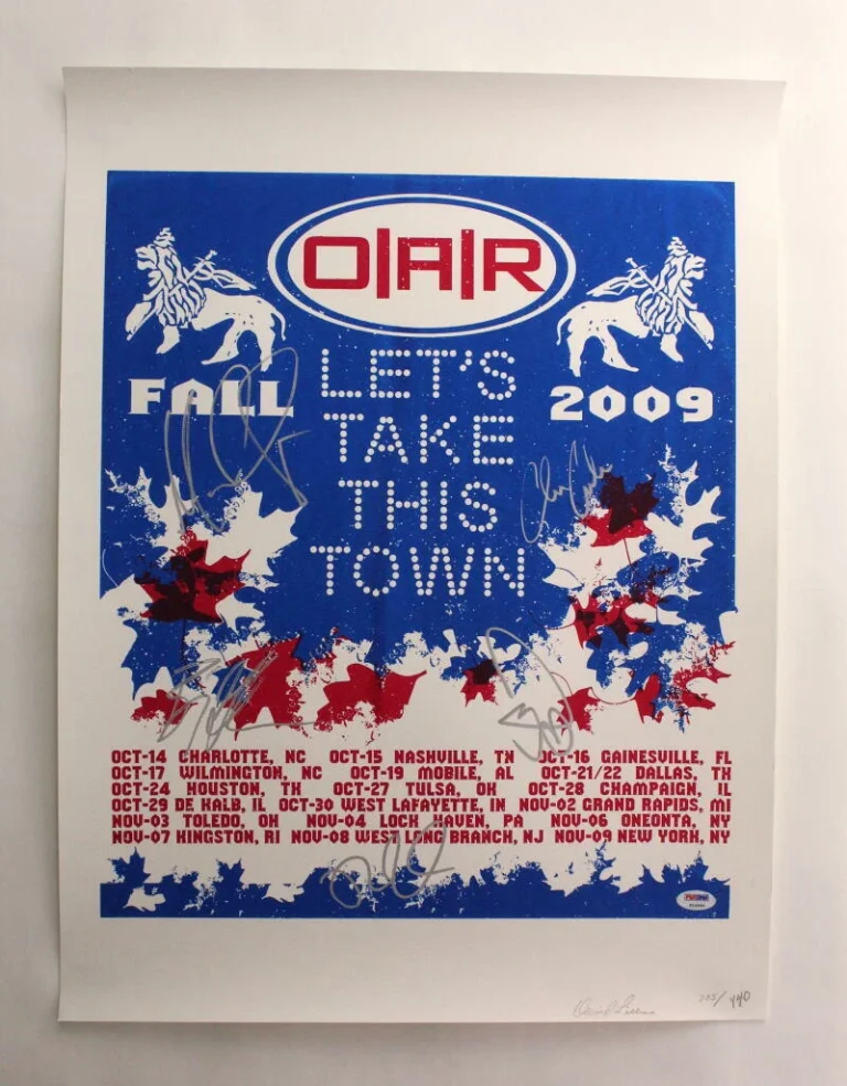 O.A.R. OAR BAND SIGNED AUTOGRAPH 18X24 CONCERT POSTER LET'S TAKE THIS TOWN - PSA