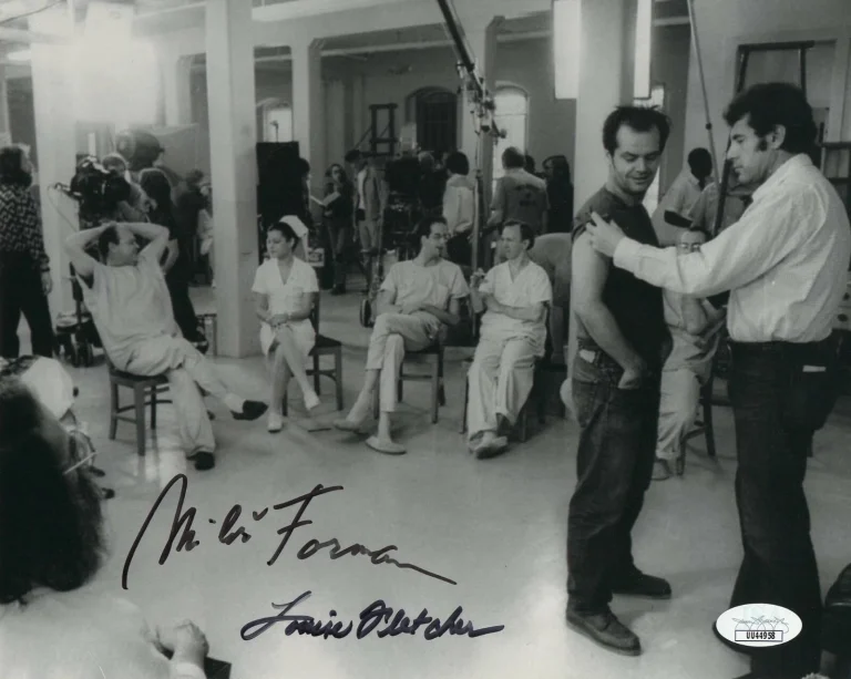 MILOS FORMAN & LOUISE FLETCHER SIGNED AUTOGRAPH 8X10 PHOTO - ONE FLEW W/ JSA