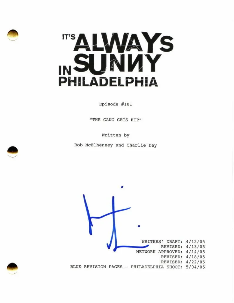 JIMMI SIMPSON SIGNED AUTOGRAPH IT'S ALWAYS SUNNY IN PHILADELPHIA PILOT SCRIPT