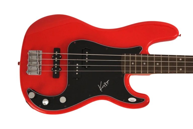 KRIST NOVOSELIC SIGNED AUTOGRAPH RED FENDER ELECTRIC BASS GUITAR NIRVANA JSA COA