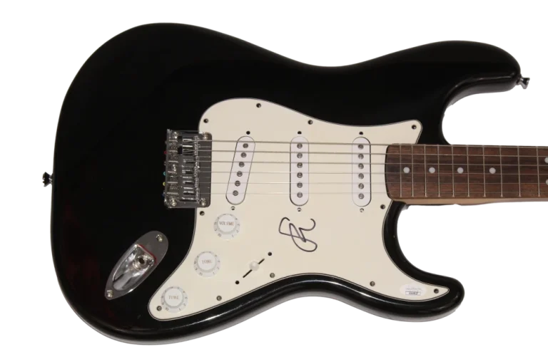 STONE GOSSARD SIGNED AUTOGRAPH BLACK FENDER ELECTRIC GUITAR - PEARL JAM JSA COA