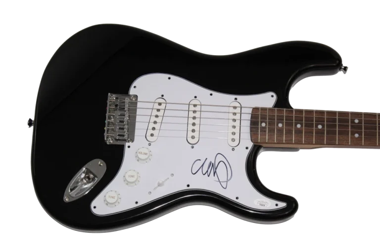 CHRIS MARTIN SIGNED AUTOGRAPH FULL SIZE BLK FENDER ELECTRIC GUITAR COLDPLAY JSA