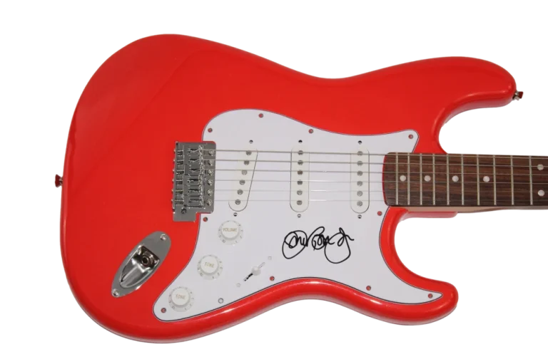 JON BON JOVI SIGNED AUTOGRAPH RED FENDER ELECTRIC GUITAR SLIPPERY WHEN WET JSA