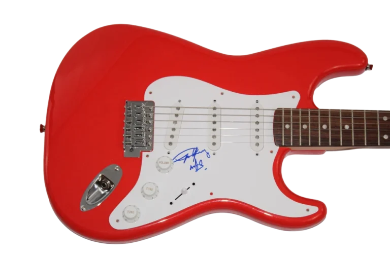 ANGUS YOUNG SIGNED AUTOGRAPH FULL SIZE RED FENDER ELECTRIC GUITAR AC/DC ACDC JSA