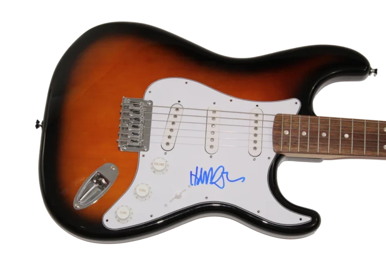 COMPOSER HANS ZIMMER SIGNED AUTOGRAPH FULL SIZE FENDER ELECTRIC GUITAR - JSA COA
