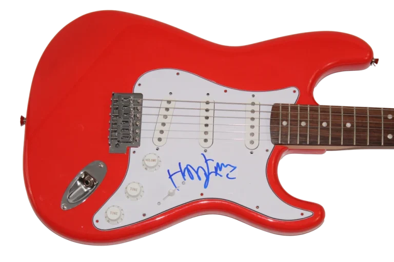 HANS ZIMMER SIGNED AUTOGRAPH RED FENDER ELECTRIC GUITAR LEGENDARY COMPOSER JSA
