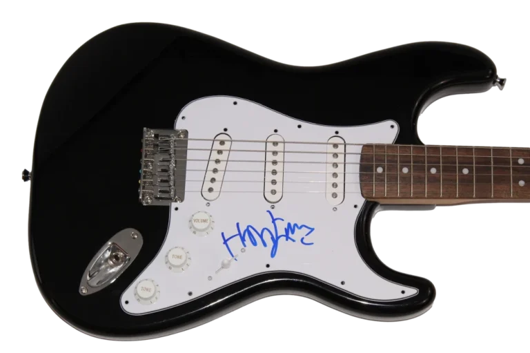 HANS ZIMMER SIGNED AUTOGRAPH BLACK FENDER ELECTRIC GUITAR - THE DARK KNIGHT JSA