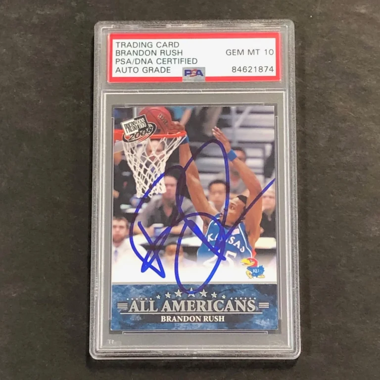 2008-09 PRESS PASS #46 Brandon Rush Signed Card AUTO 10 PSA Slabbed Jayhawks