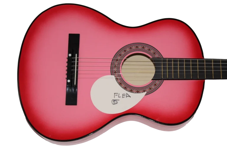 FLEA SIGNED AUTOGRAPH FULL SIZE PINK ACOUSTIC GUITAR RED HOT CHILI PEPPERS JSA