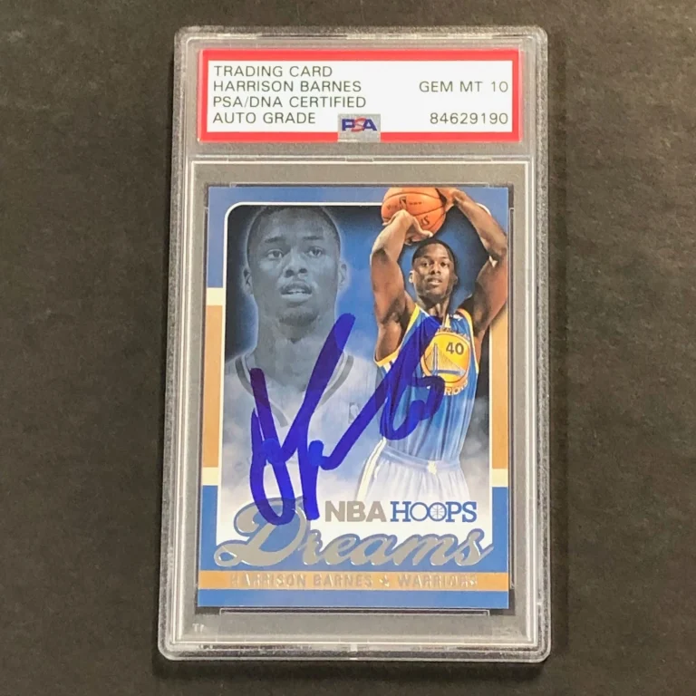2013-14 NBA Hoops Dreams #18 Harrison Barnes Signed Card AUTO 10 PSA Slabbed War