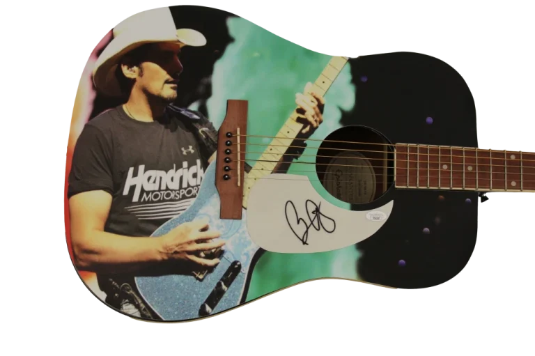 BRAD PAISLEY SIGNED AUTOGRAPH CUSTOM GIBSON EPIPHONE GUITAR MUD ON TIRES JSA COA