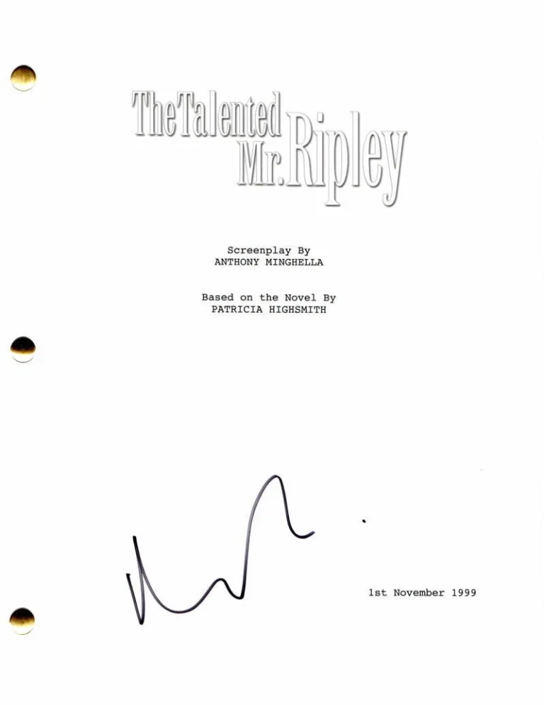 MATT DAMON SIGNED AUTOGRAPH THE TALENTED MR. RIPLEY FULL MOVIE SCRIPT - RARE!