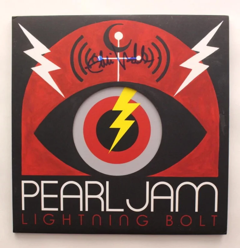 EDDIE VEDDER SIGNED AUTOGRAPH ALBUM VINYL RECORD - PEARL JAM LIGHTNING BOLT BAS