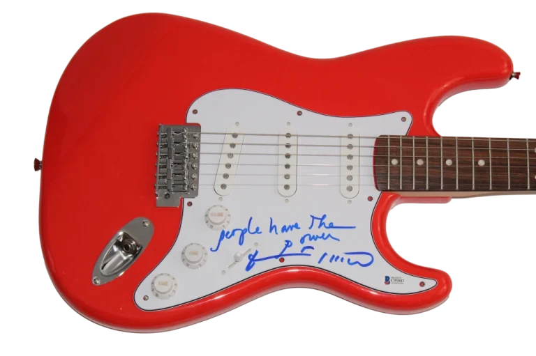 PATTI SMITH SIGNED AUTOGRAPH FENDER ELECTRIC GUITAR W/ PEOPLE HAVE THE POWER BAS