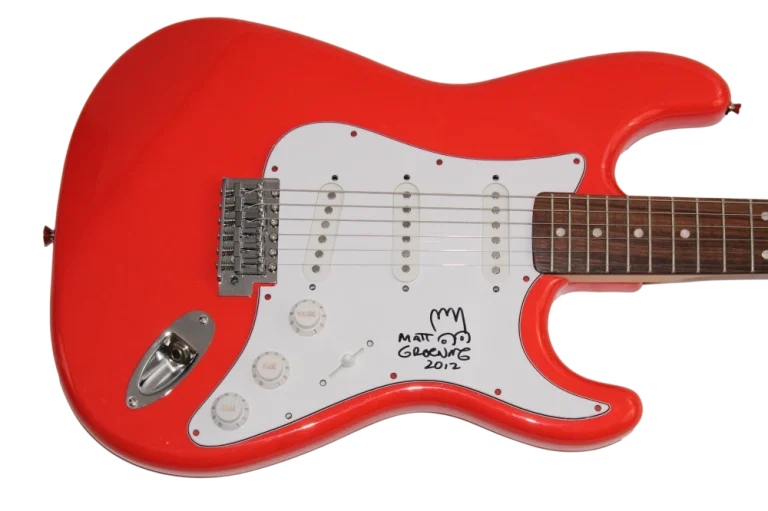MATT GROENING SIGNED AUTOGRAPH FENDER GUITAR - ORIGINAL ART SIMPSONS SKETCH JSA