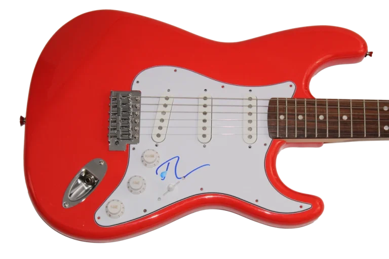 TOBEY MAGUIRE SIGNED AUTOGRAPH RED FENDER ELECTRIC GUITAR - SPIDER-MAN JSA COA