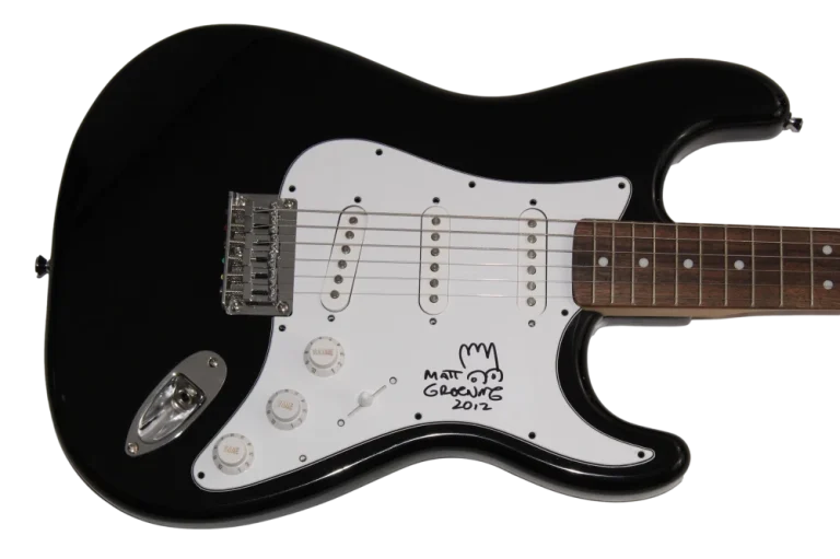 MATT GROENING SIGNED AUTOGRAPH FENDER GUITAR ORIGINAL ART SIMPSONS SKETCH JSA