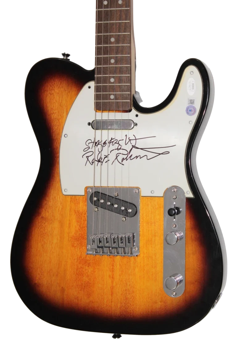 ROBBIE ROBERTSON SIGNED AUTOGRAPH FENDER ELECTRIC GUITAR THE BAND JSA & BAS COA
