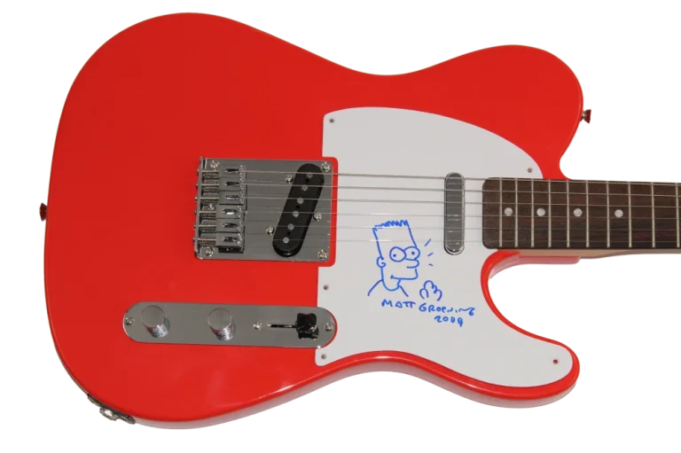 MATT GROENING SIGNED AUTOGRAPH FENDER GUITAR W/ HAND DRAWN SIMPSONS SKETCH JSA