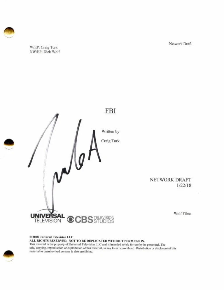 ZEEKO ZAKI SIGNED AUTOGRAPH FBI FULL PILOT SCRIPT - STUD STAR OF DICK WOLF SHOW