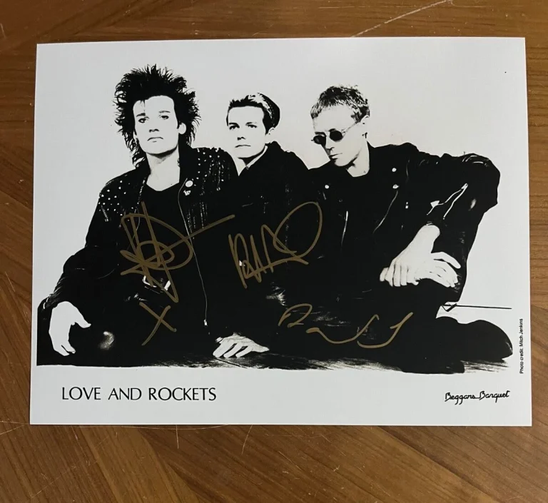 * LOVE AND ROCKETS * signed 11x14 photo * DAVID J, DANIEL ASH & KEVIN HASKINS 2