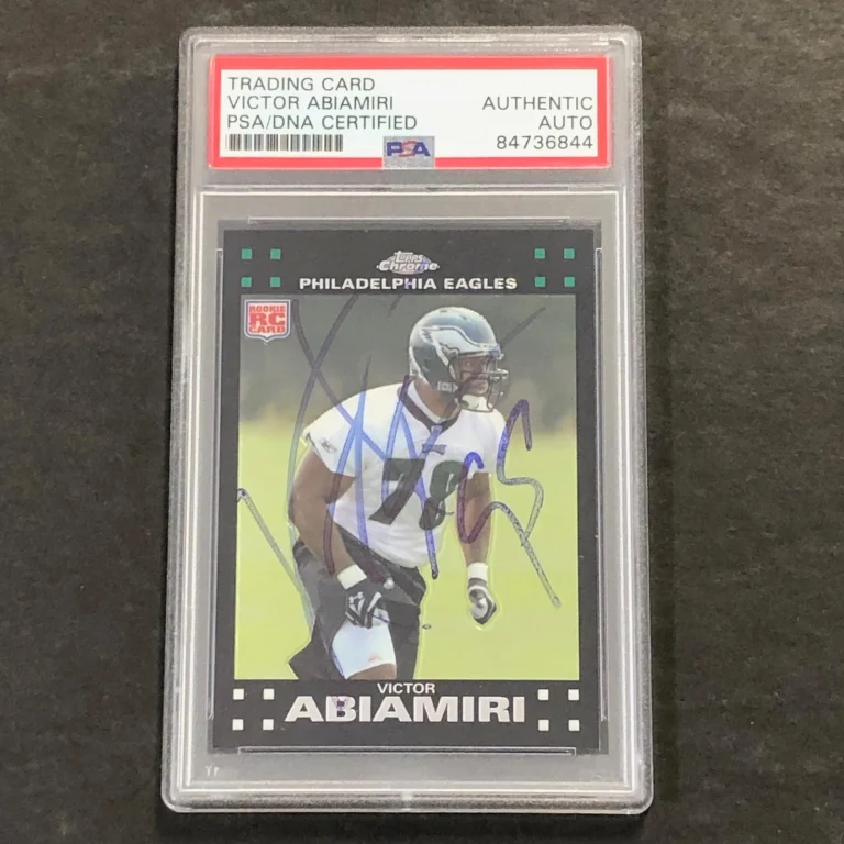 2007 Topps Chrome TC237 Victor Abiamiri Signed Card AUTO PSA Slabbed RC Eagles