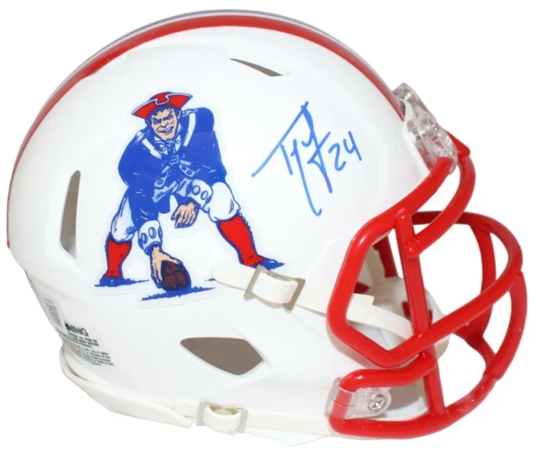 Ty Law Autographed New England Patriots TB Mini Helmet Beckett 42354