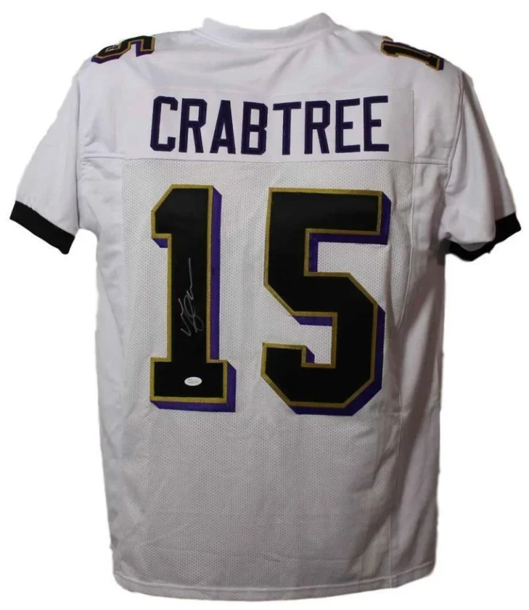 Michael Crabtree Autographed/Signed Pro Style XL White Jersey JSA 22436