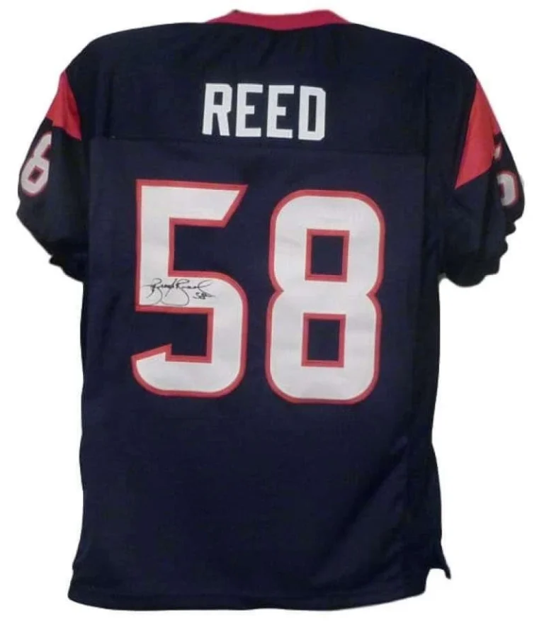 Brooks Reed Autographed/Signed Pro Style Blue XL Jersey DEN 15037