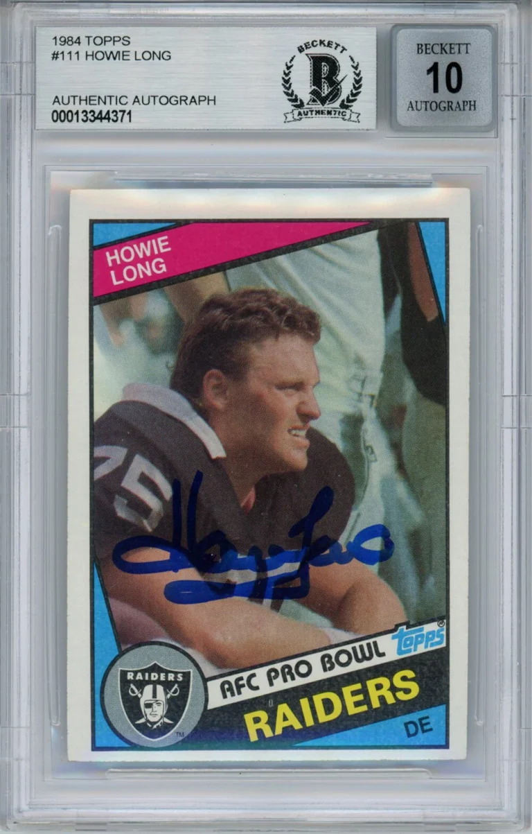 Howie Long Autographed 1984 Topps #111 Rookie Card BAS 10 Slab 34429
