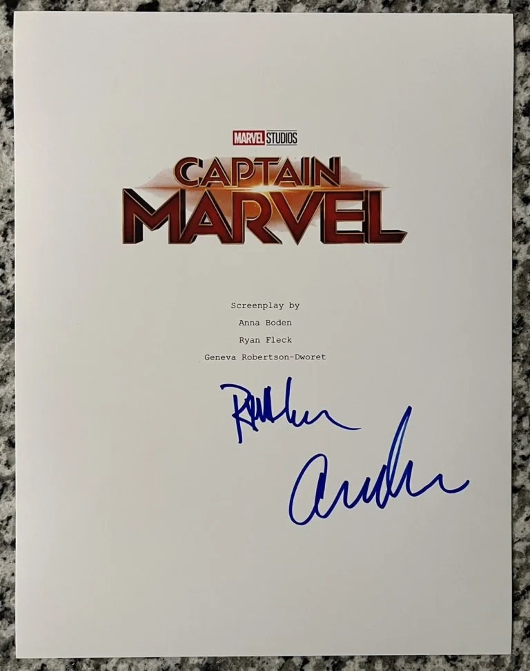 RYAN FLECK & ANNA BODEN SIGNED SCRIPT CAPTAIN MARVEL MOVIE AUTOGRAPH COA