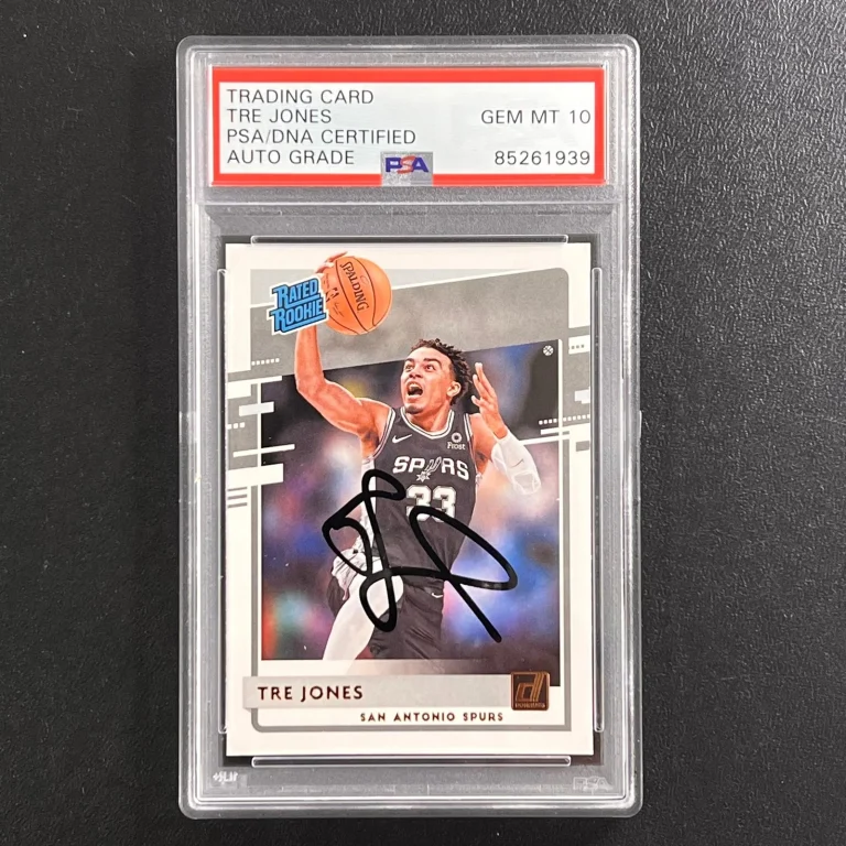 2020-21 Donruss Rated Rookie #244 Tre Jones Signed Card AUTO 10 PSA/DNA Slabbed