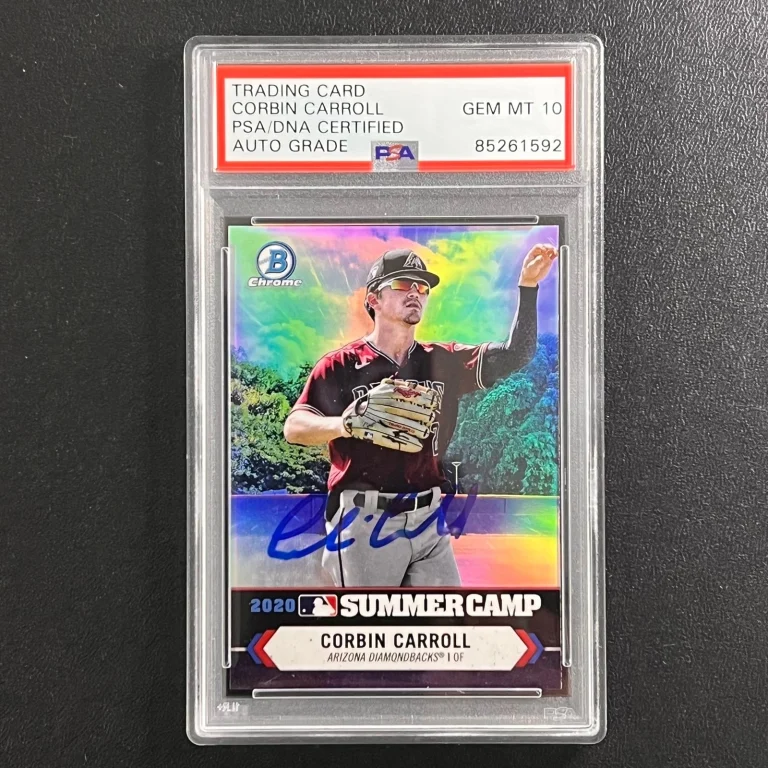2020 Topps Bowman Chrome Summer Camp #SC-27 Corbin Carroll Signed Card PSA/DNA A