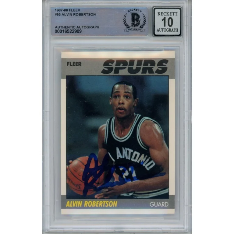 Alvin Robertson Autographed 1987-88 Fleer 93 Trading Card 10 Grade Beckett 47029