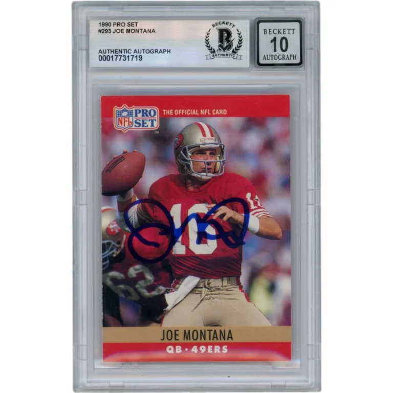 Joe Montana Autographed 1990 NFL Pro Set #293 Slab Trading Card Beckett 49920