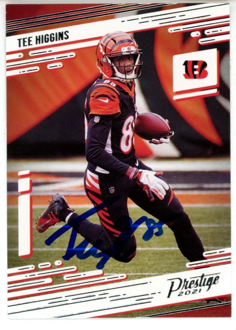 Tee Higgins Autographed 2021 Panini Prestige #70 Trading Card Beckett 50241