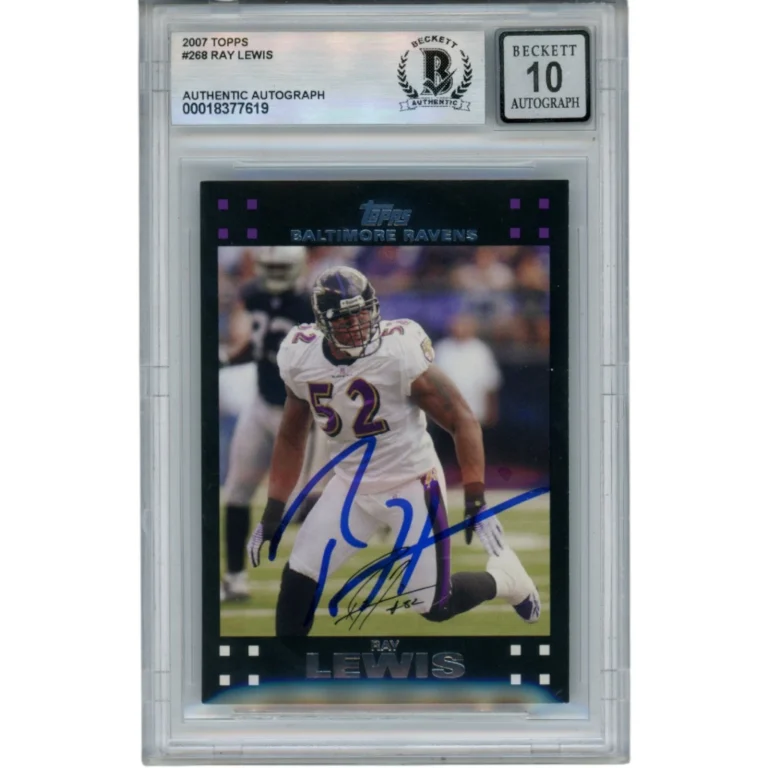 Ray Lewis Autographed/Signed 2007 Topps #268 Trading Card Beckett 52963