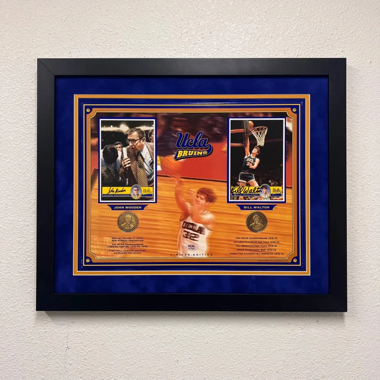John Wooden and Bill Walton Custom Framed Display UCLA Signed Photo PSA